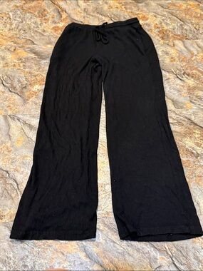 Youth girls size medium Black Wide Leg Ribbed Knit Pants